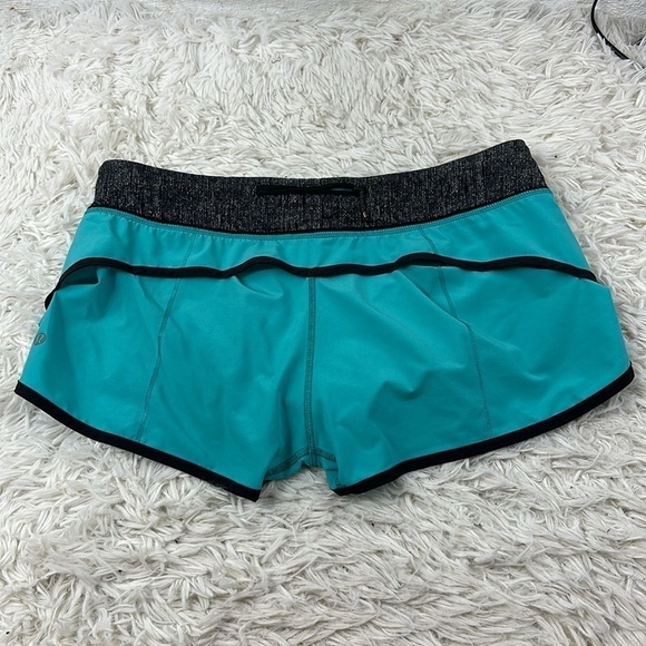 Lululemon Run: Speed Short *4-way Stretch Blue Tropics / Burlap Texture Black - Picture 4 of 6